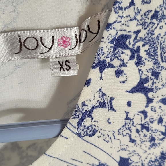 Joy Joy Blue & White Floral Drop Waist Dress – Size XS - Picture 2 of 4